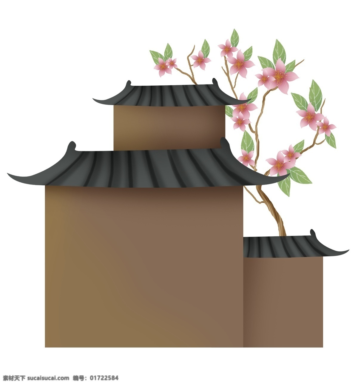 建筑 桃花 古风 提示 框 文字 中国 文本 春天 花卉 中国风提示框 古风标题框