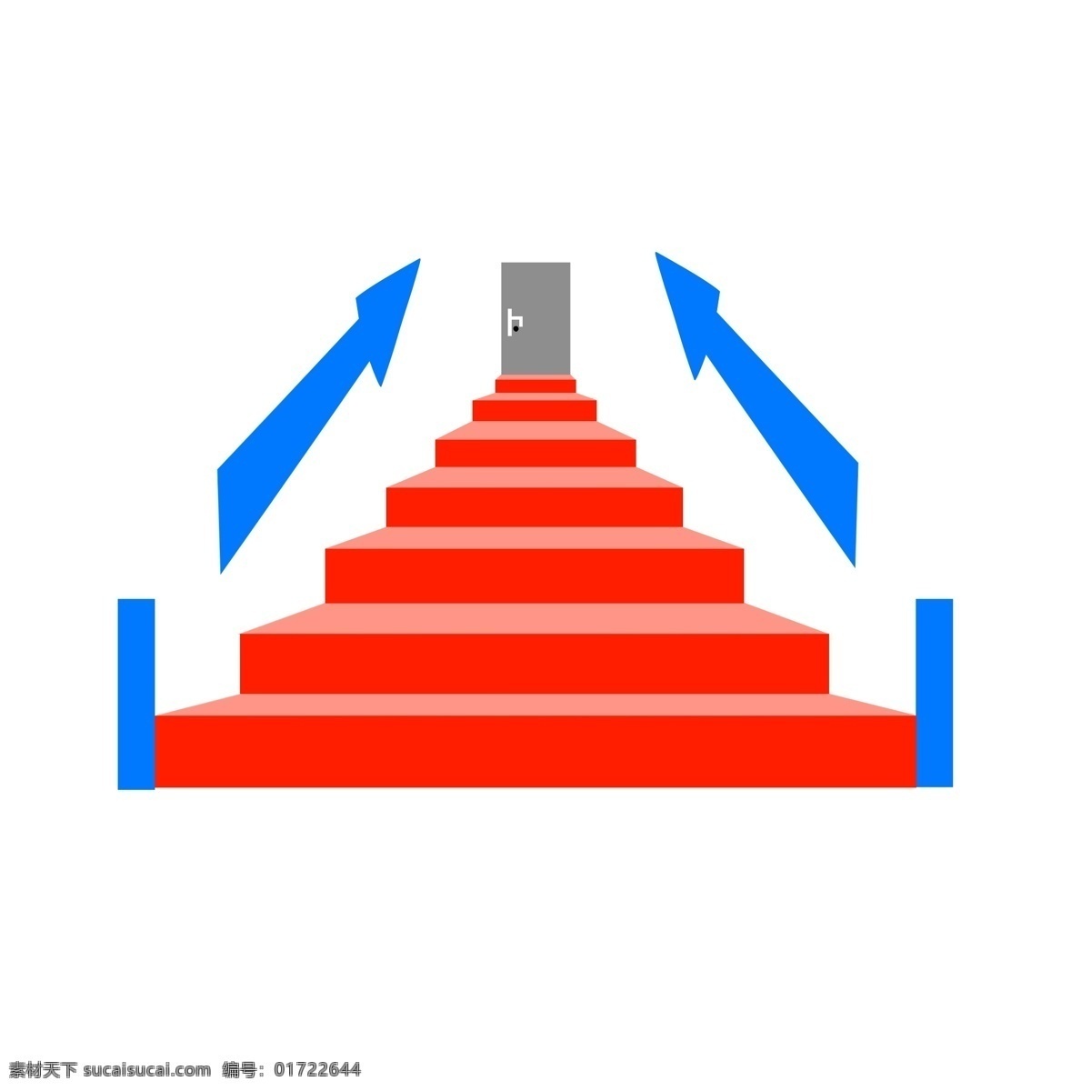 红色 楼梯 蓝色 箭头 蓝色箭头 卡通楼梯 红色楼梯 蓝色箭头插图 红色台阶