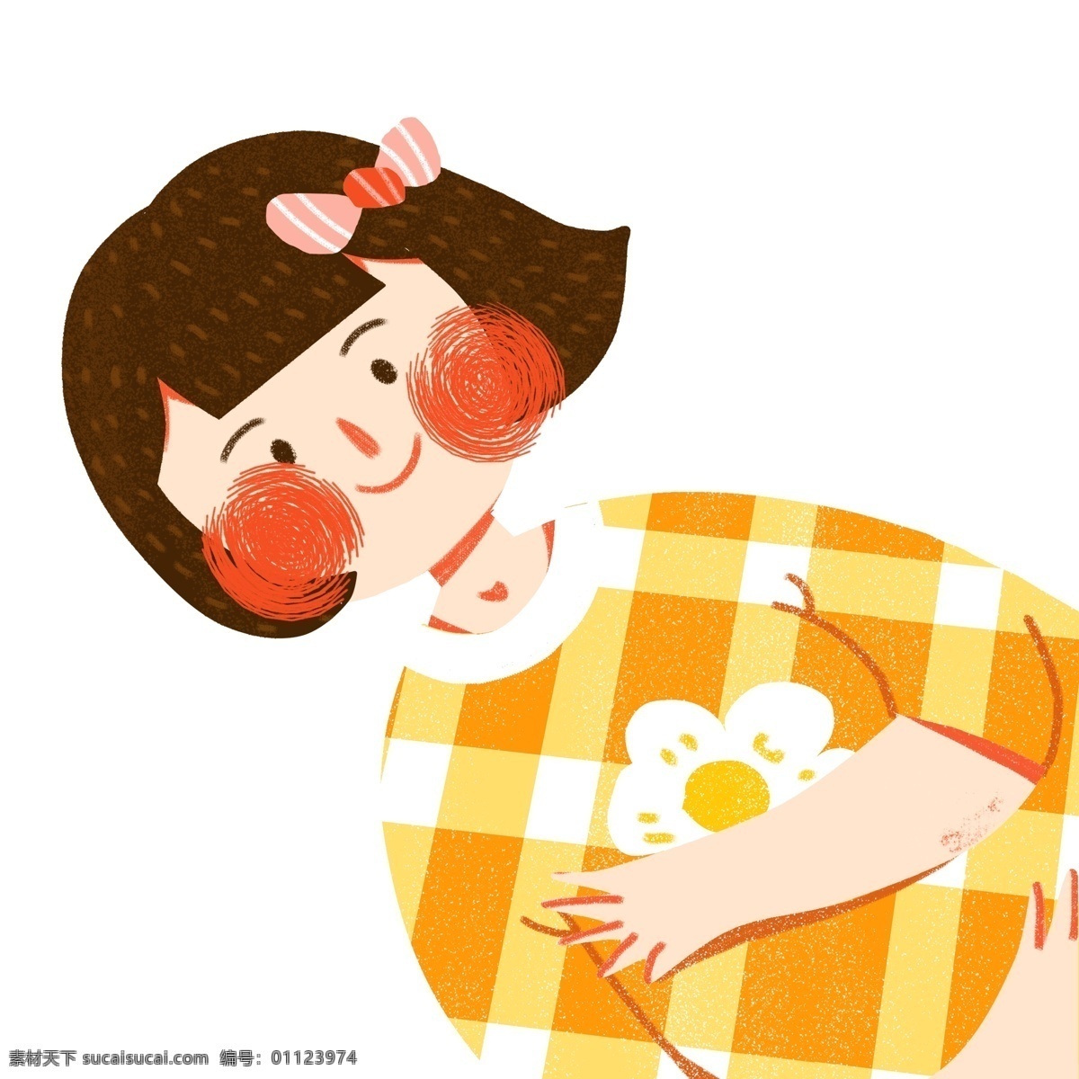 扁平化 一个 躺 短发 女孩 卡通 可爱 女生 休息 人物 插画