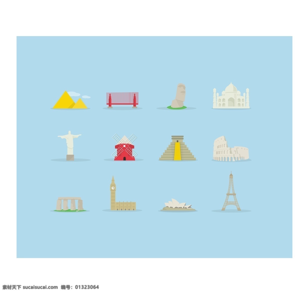 世界 著名 建筑师 标签 图标 矢量 埃菲尔铁塔 材料 斗兽场 风车 建筑 金字塔 泰姬陵 复活岛 著名的 耶稣山 悉尼歌剧院 矢量图 其他矢量图