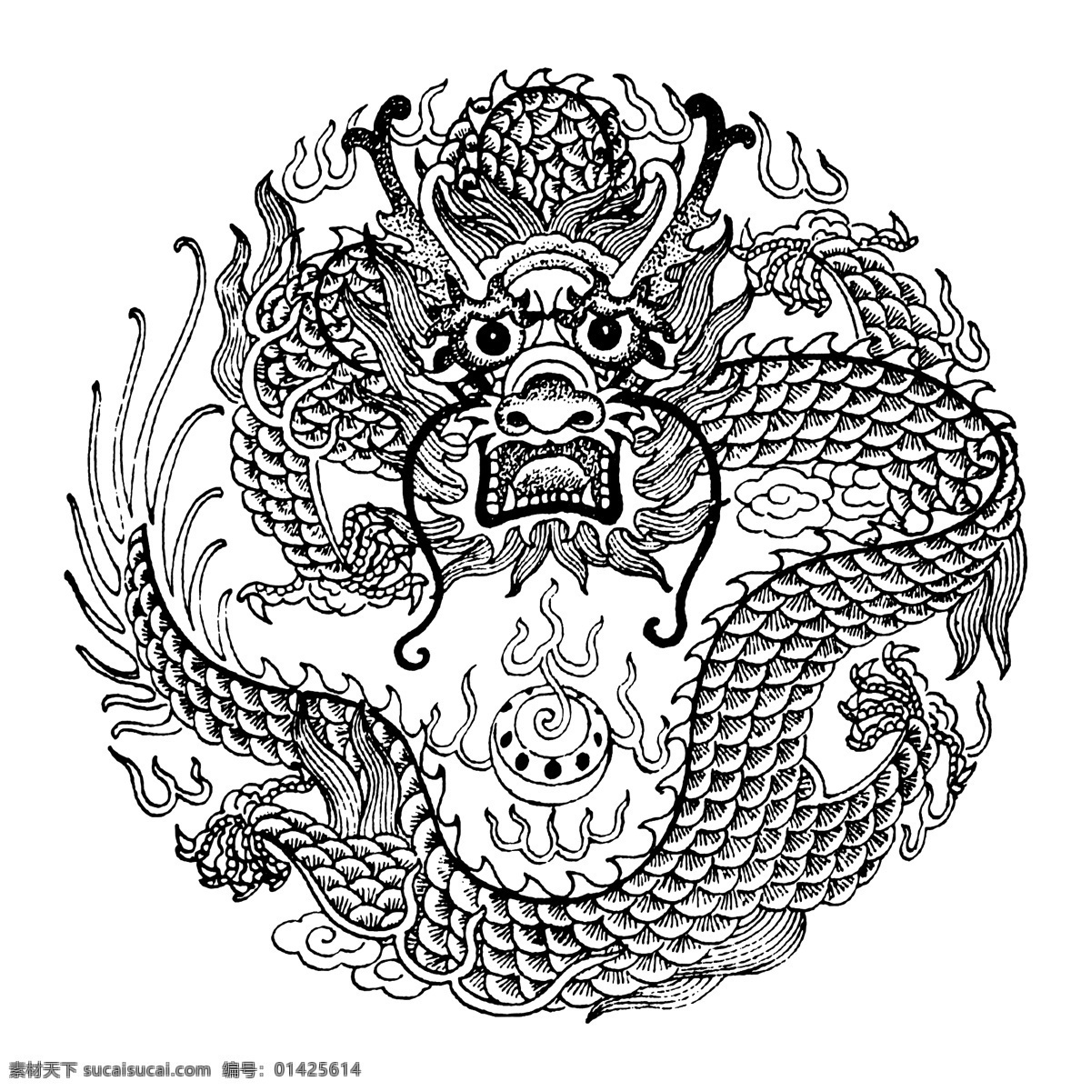 龙纹 纹绣 龙图 古典 分层 底纹边框 背景底纹