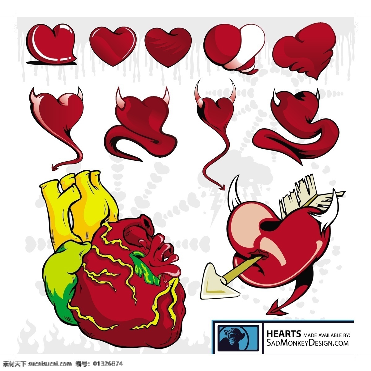 魔鬼 心脏 矢量 矢量心形 矢量图 其他矢量图