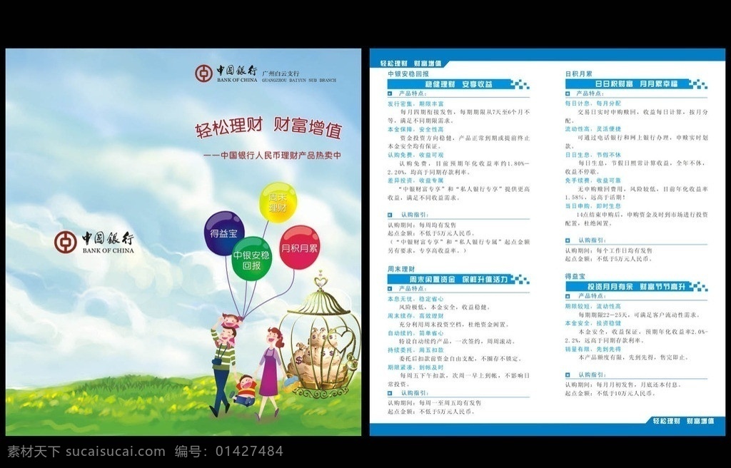 中国银行 轻松 理财 双折页 长城 借记卡 折页 中国银行标志 银行卡 飞行 商务人士 蓝天白云 卡通人物 借贷 蝴蝶结 丝带 排版 蓝色文字 短信 通 画册设计 矢量 dr 商务金融