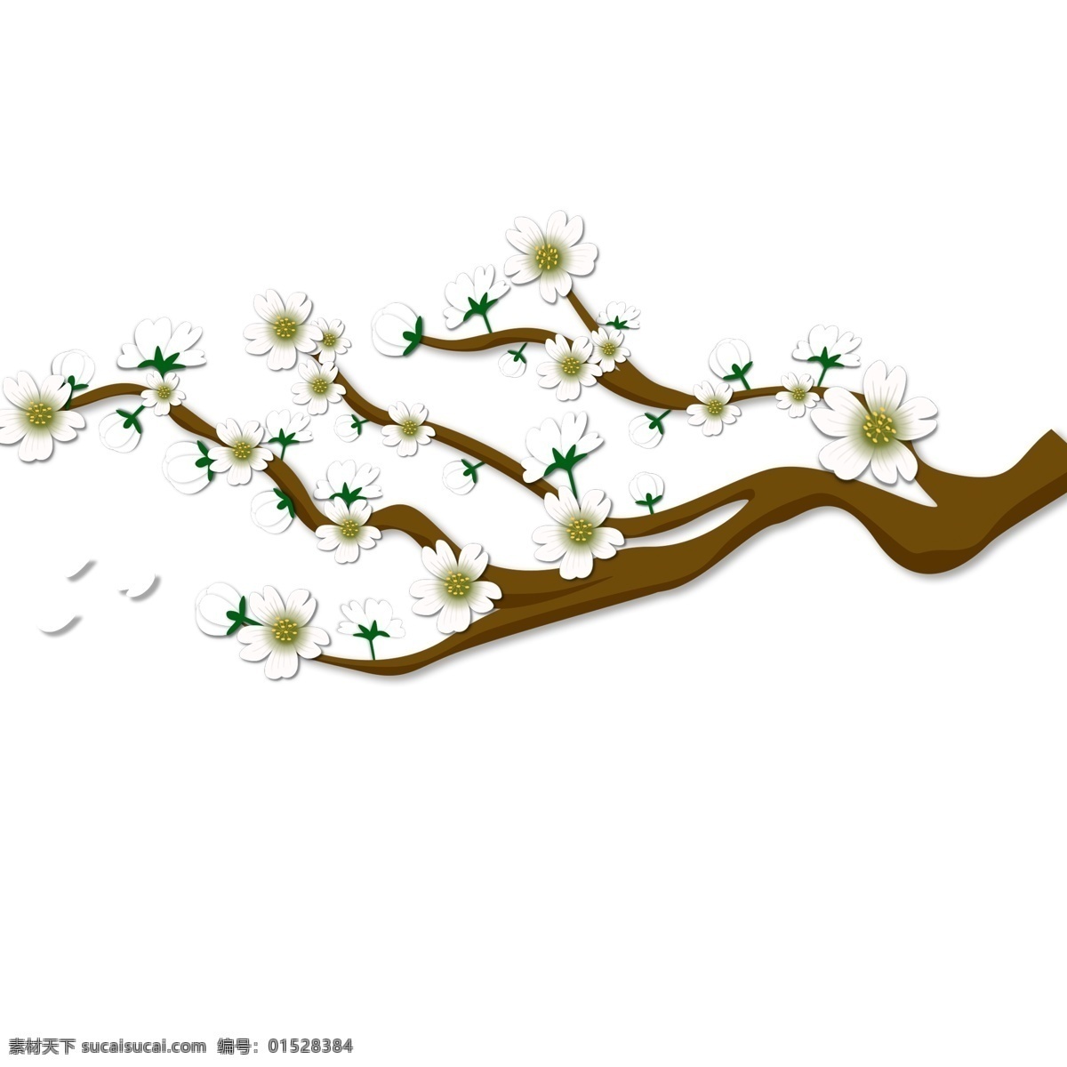 简约 手绘 花枝 图案 元素 树枝 花朵 设计元素 手绘图案 创意元素 手绘元素 psd元素