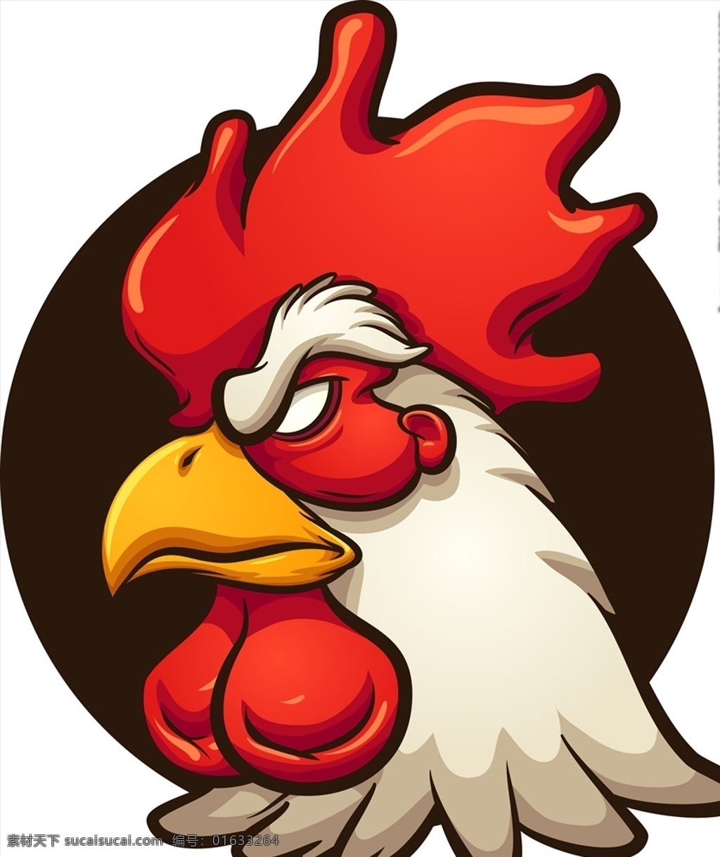 手绘 公鸡 头像 图案 印花 插画 插图 创意 鸡头 鸡冠 大公鸡 动漫动画