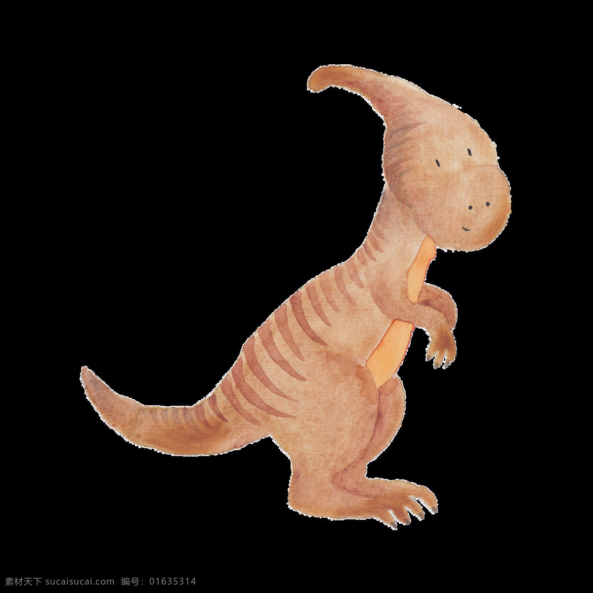 手绘 棕色 卡通 恐龙 透明 透明素材 免扣素材 装饰图案