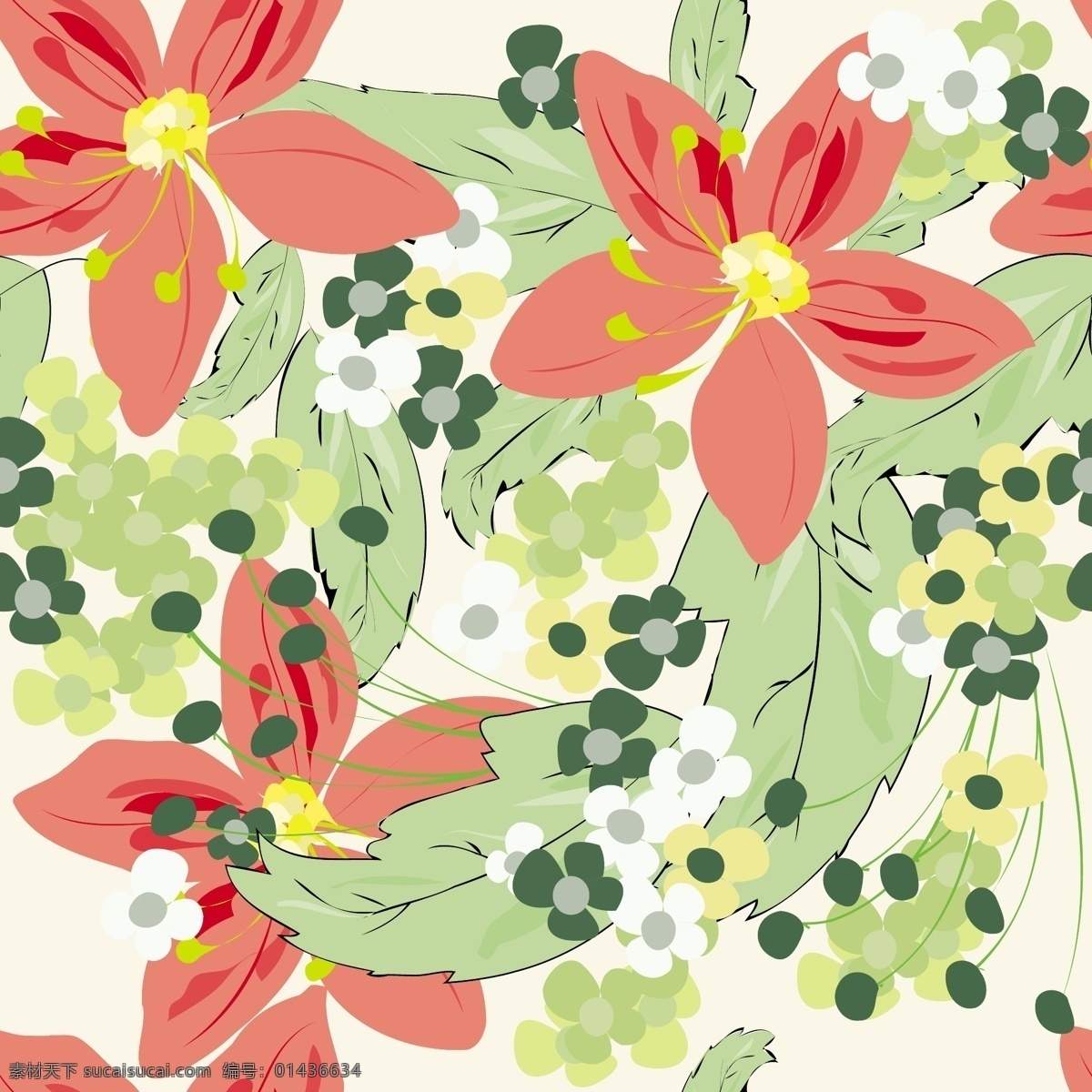 矢量 缤纷 彩绘 花朵 花朵绽放 艳丽花卉 花朵树叶 缤纷彩绘 炫彩花瓣 花卉 盛开 矢量图 花纹花边