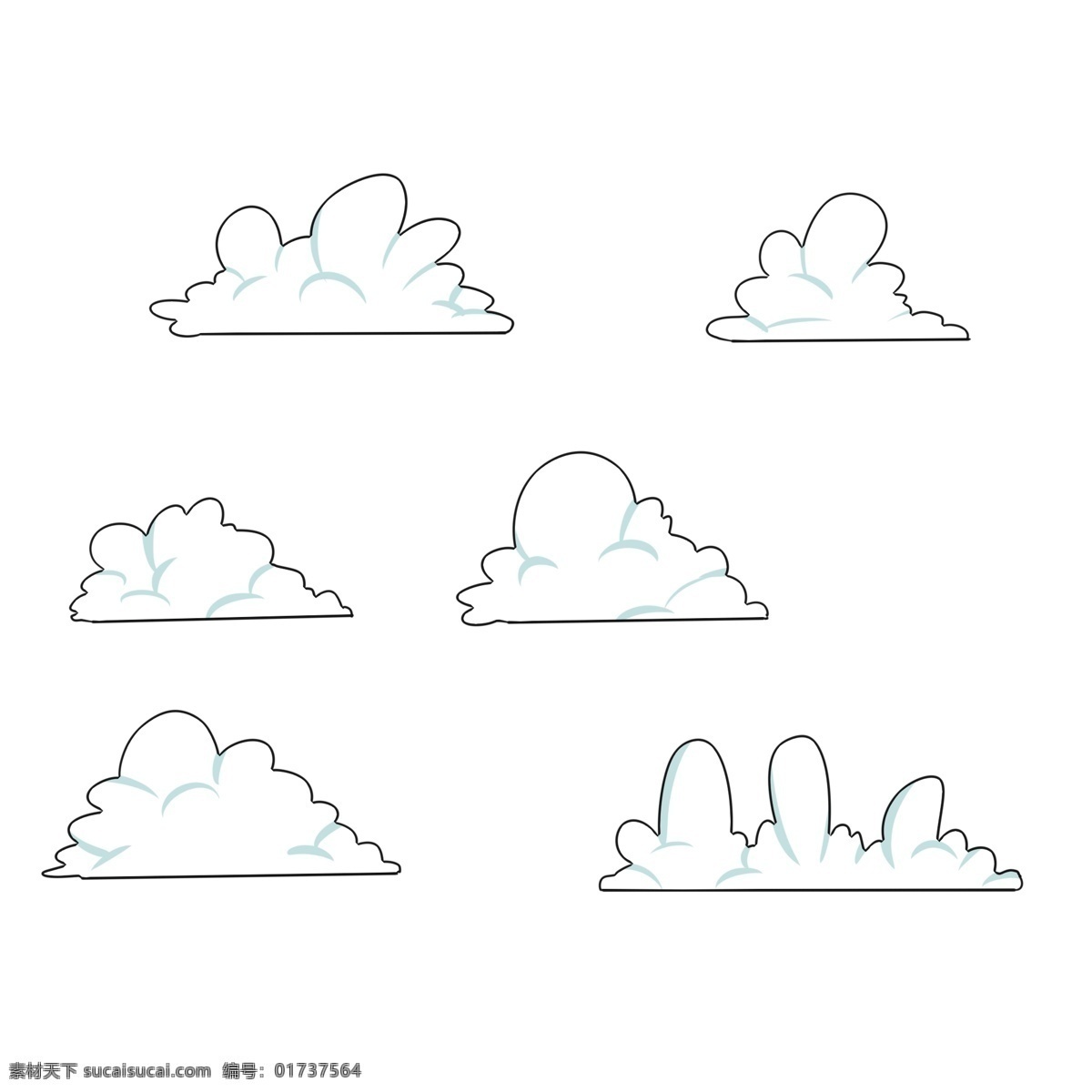 云朵 手绘 卡通 系列 装饰画 美好 寓意 淡雅 点缀 颜色 朴素 蓬松 卡通风格 白云朵朵 天边的 蓝色云彩