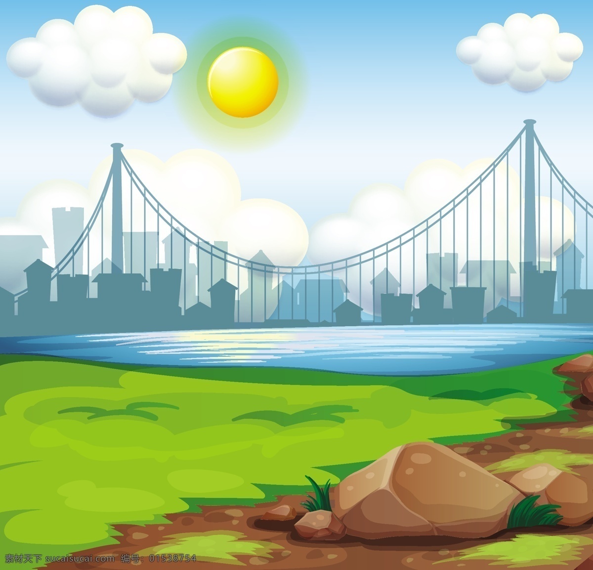 城市风景 城市 高楼 高层 大厦 绿地 白云 建筑 景观 户外 风景 城市素材 卡通城市 城市生活 节能环保 自然景观 建筑园林