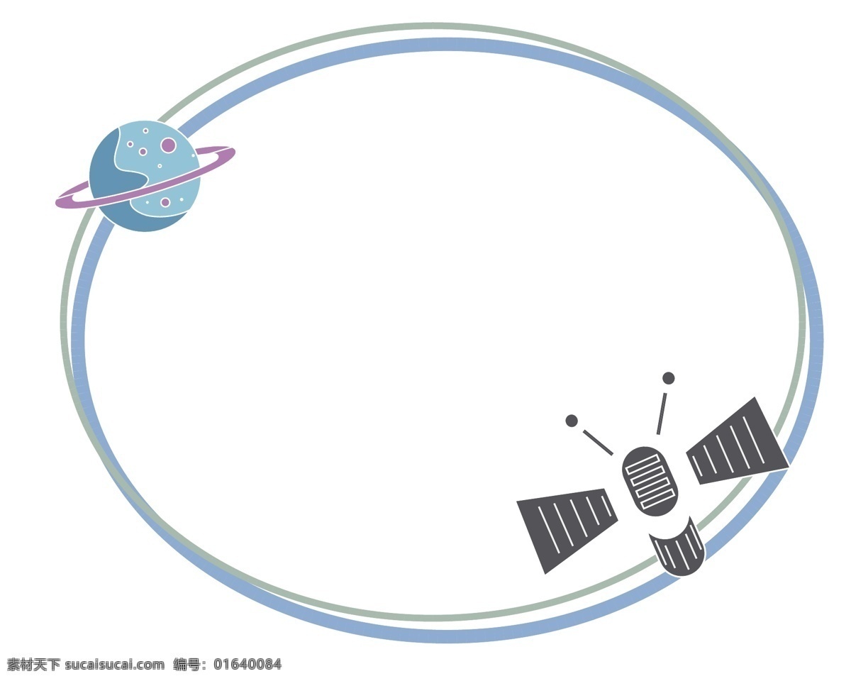 手绘 科技 学习 边框 行星 卫星 科学技术学习 手绘边框 科技学习边框 比安康插图