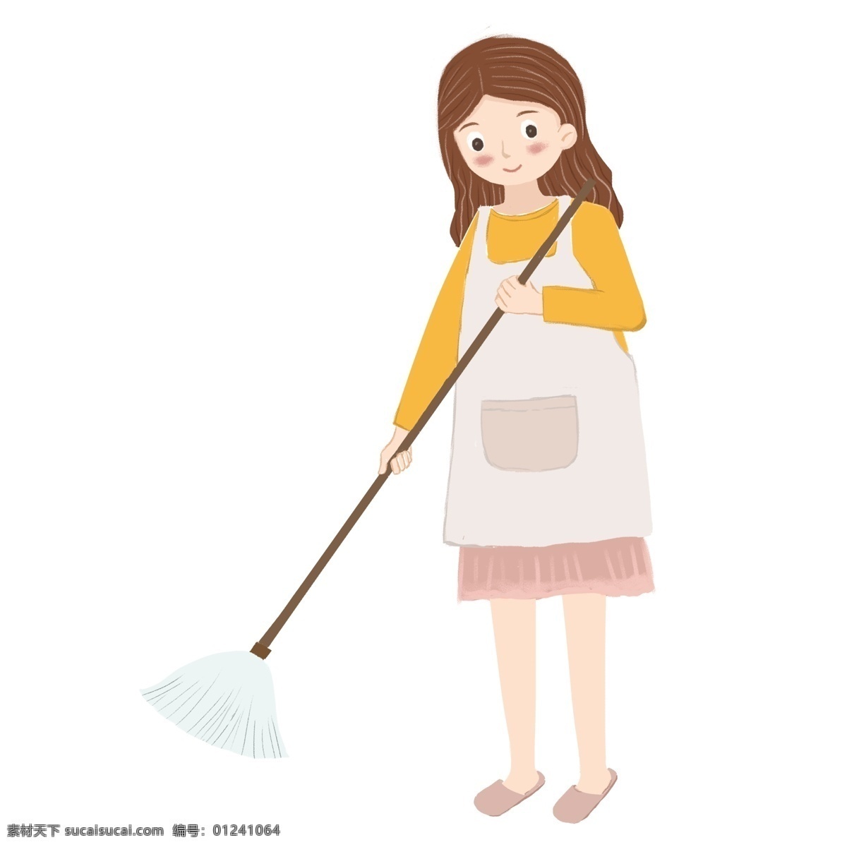 打扫 卫生 女孩 免 抠 元素 插画 女生 可爱 人物设计 打扫卫生 劳动