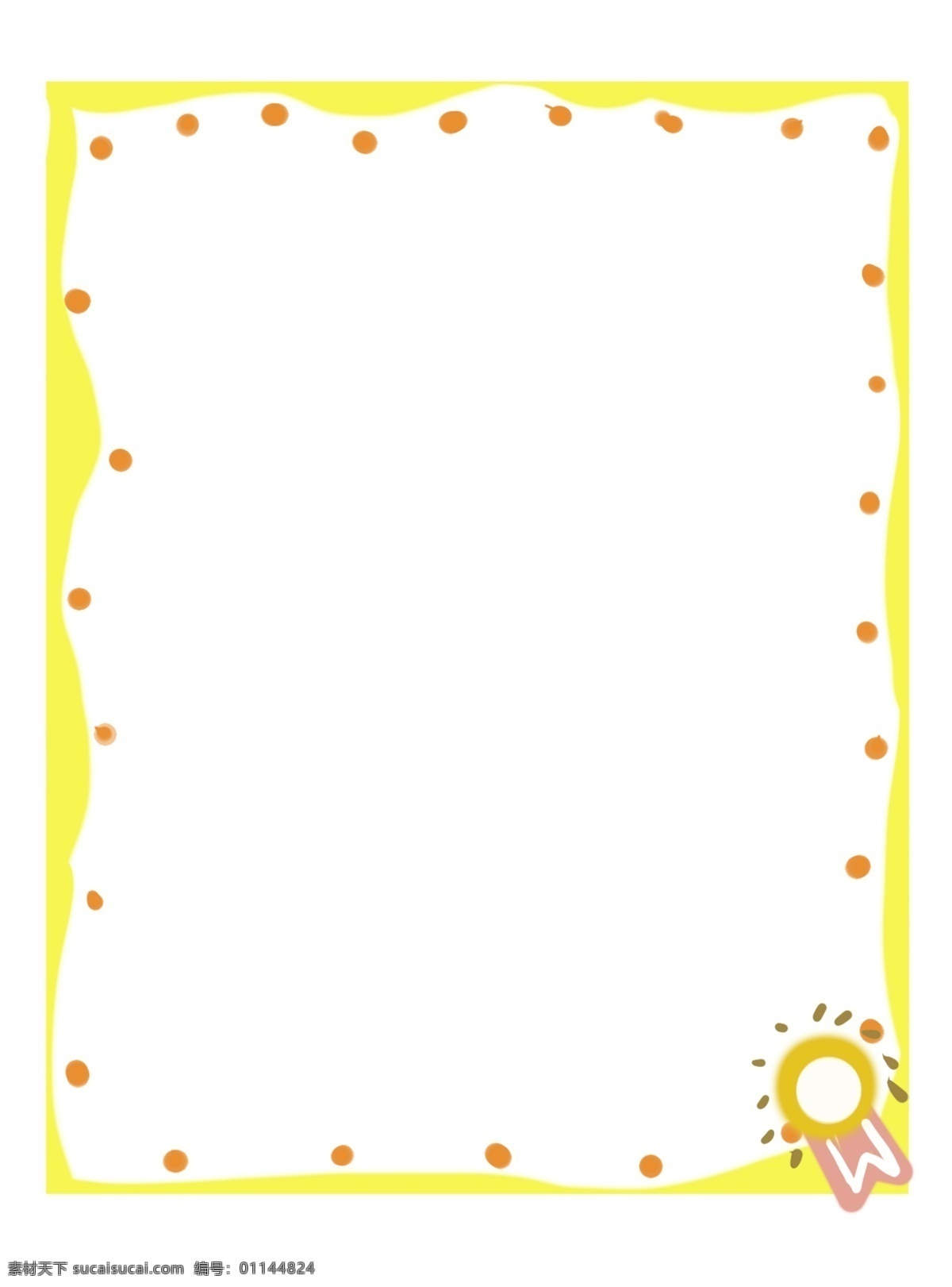 黄色 立体 边框 插图 橙色圆点 黄色边框 立体边框 图案装饰 卡通边框 漂亮的边框 简约的边框