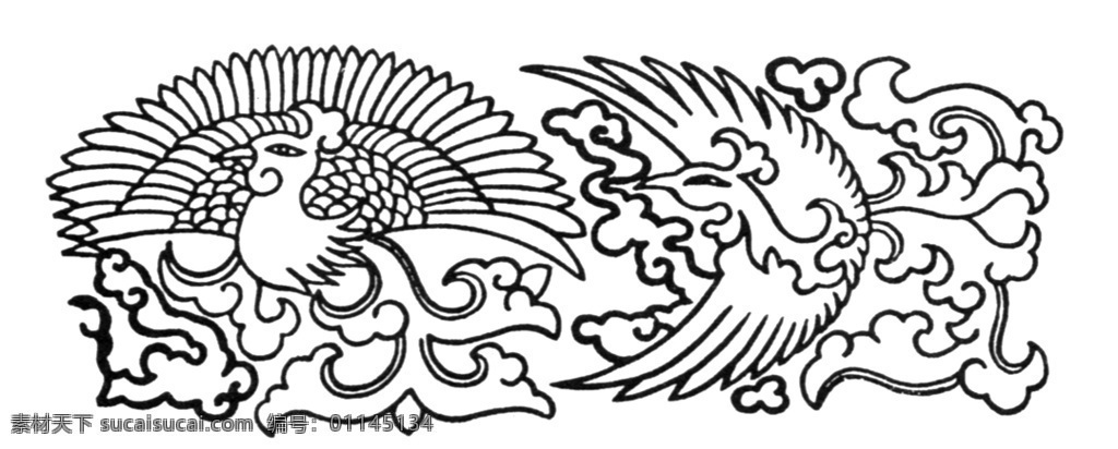凤纹 图案 吉祥图案 中国传统图案 凤凰 设计素材 龙凤图纹 装饰图案 书画美术 白色