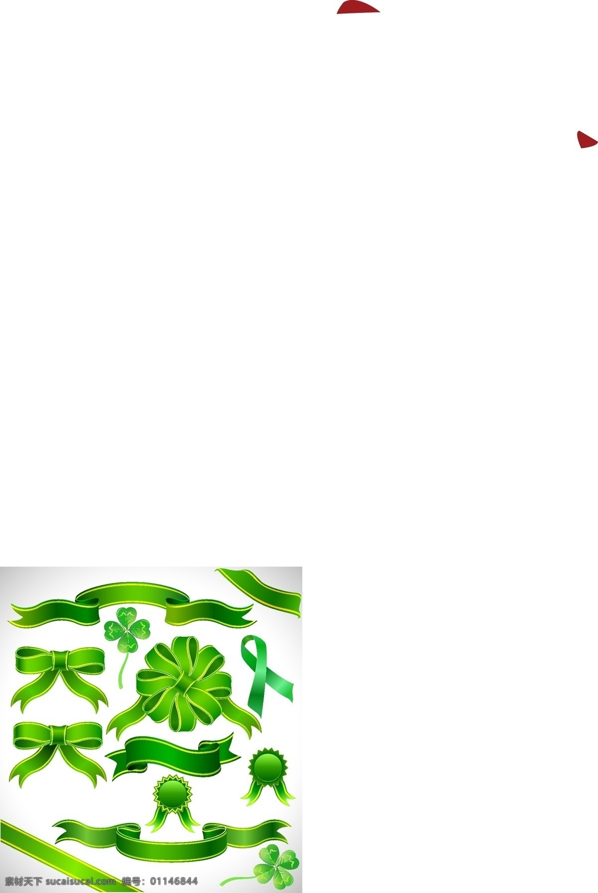 绿色 蝴蝶结 飘带 矢量图 横幅 徽章 丝带 四叶草 装饰 矢量 amp 边框 其他矢量图