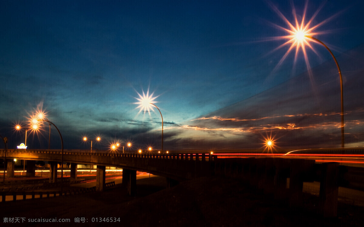 立交桥 夜景 灯带 灯光 摄影图库 云彩 自然风景 自然景观 立交桥夜景 家居装饰素材 灯饰素材