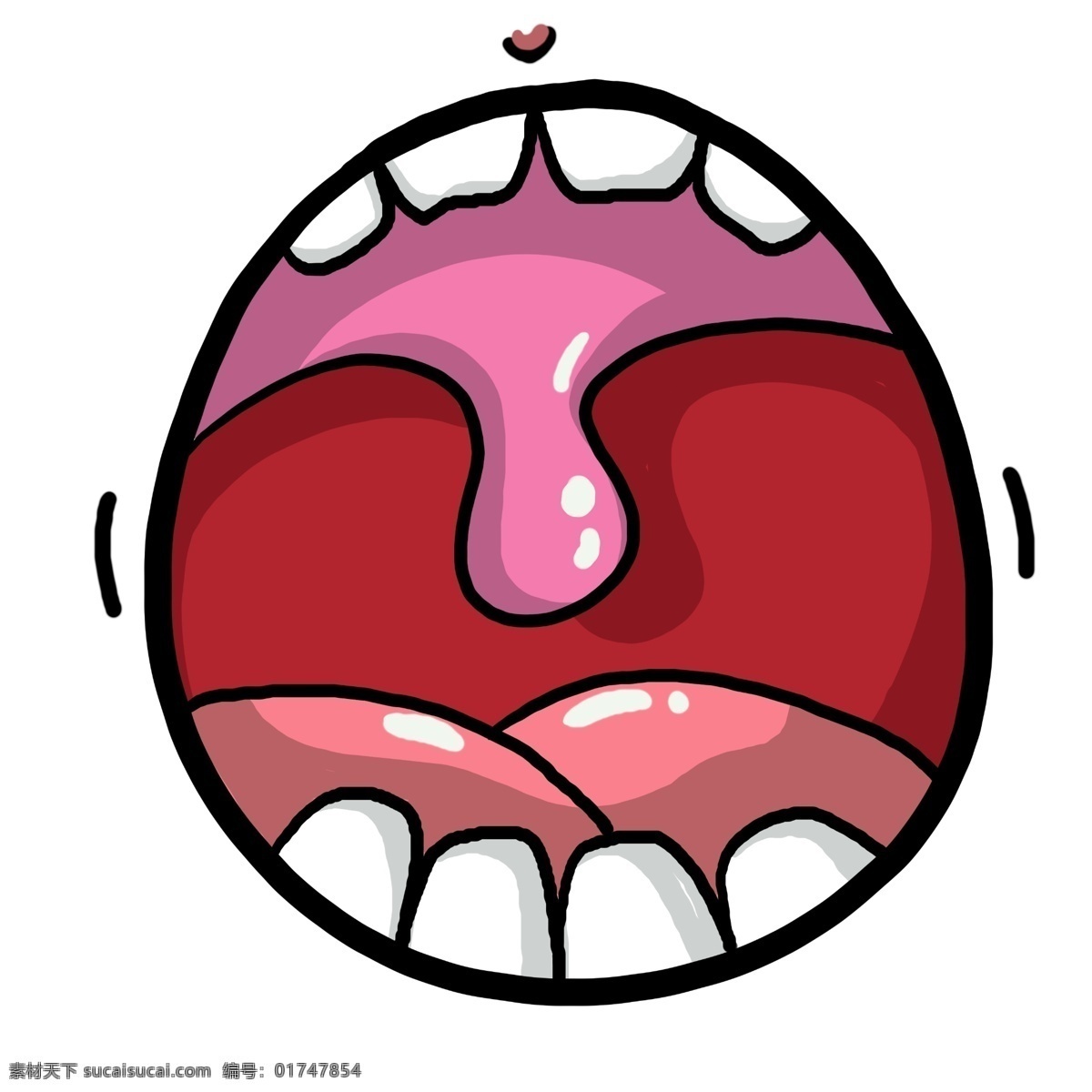 人体 器官 口腔 插画 红色的口腔 人体的口腔 白色的牙齿 红色的舌头 卡通的插画 口腔的插画