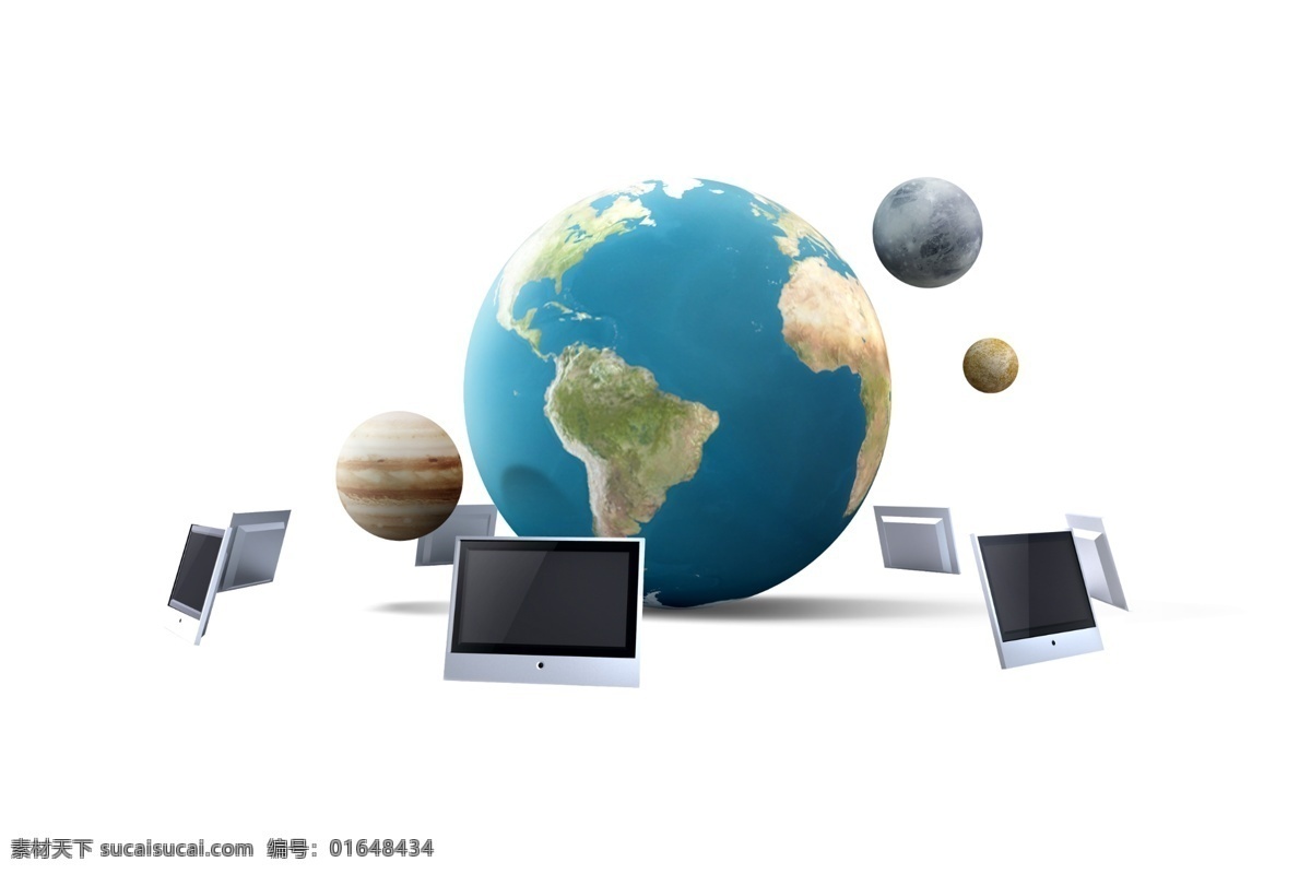 网页素材 地球 显示器 科技企业 网页模板