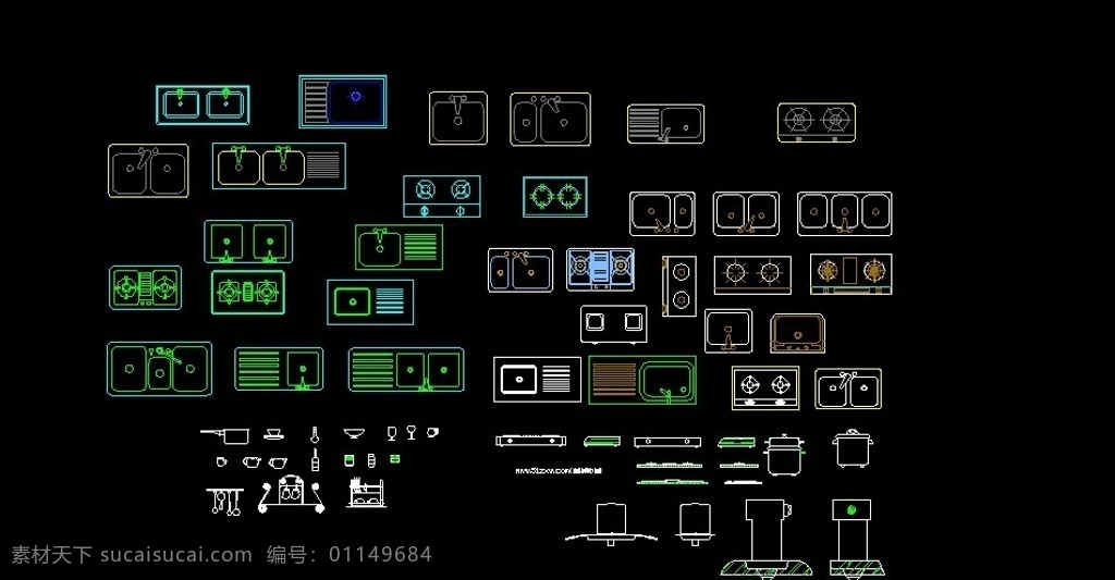 厨房用具 cad 图 厨房 平面图 厨房用具图 厨房工具图 cad图 其他模版 广告设计模板 源文件 dwg