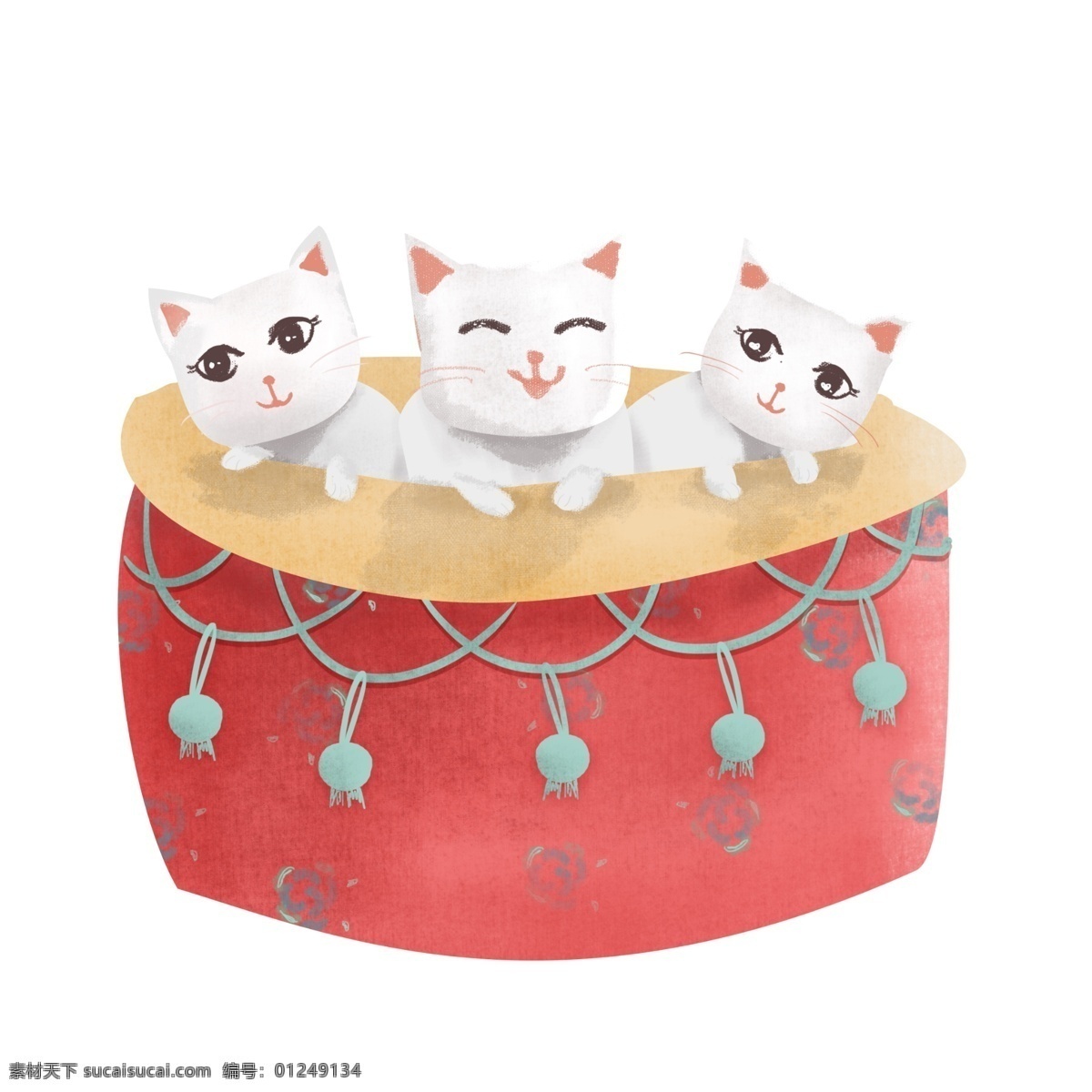 手绘 可爱 三 只 猫咪 免 扣 猫 小清新 插画 温馨 卡通 三只猫咪 猫咪的窝 可爱猫咪 萌 儿童插画 小猫
