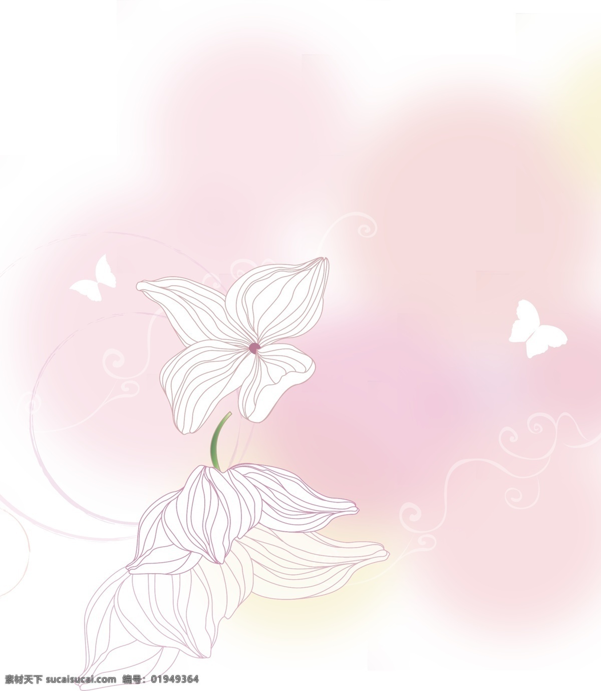 蓝色 透明 特殊 手绘 花朵