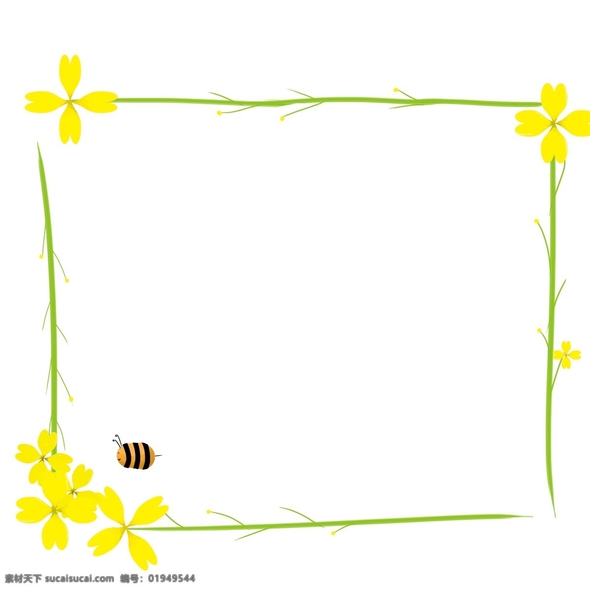 油菜花 蜜蜂 插画 黄色的油菜花 漂亮的油菜花 黄色的蜜蜂 创意油菜花 油菜花插画 春季油菜花