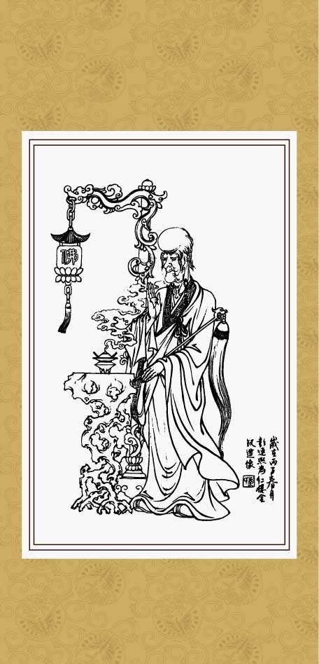 鬼狐仙怪 燃灯和尚 线描 白描 绘画 工笔 国画 仕女 民间故事 传统纹样 传统文化 文化艺术 矢量