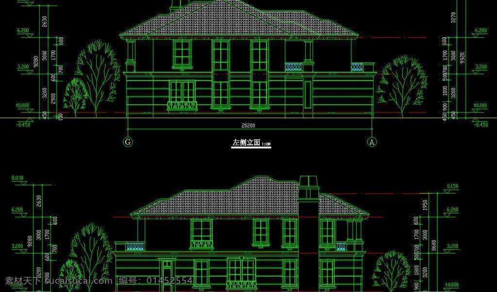 cad cad设计图 别墅 叠加 公馆 建筑设计 立面图 平面图 剖面图 施工图 意大利式 立面 dwg 图纸 装修 装饰 室内设计 独栋 联排 双拼 私宅 别业 温州泊岙山庄 高尔夫 图 施工图纸 源文件 cad素材