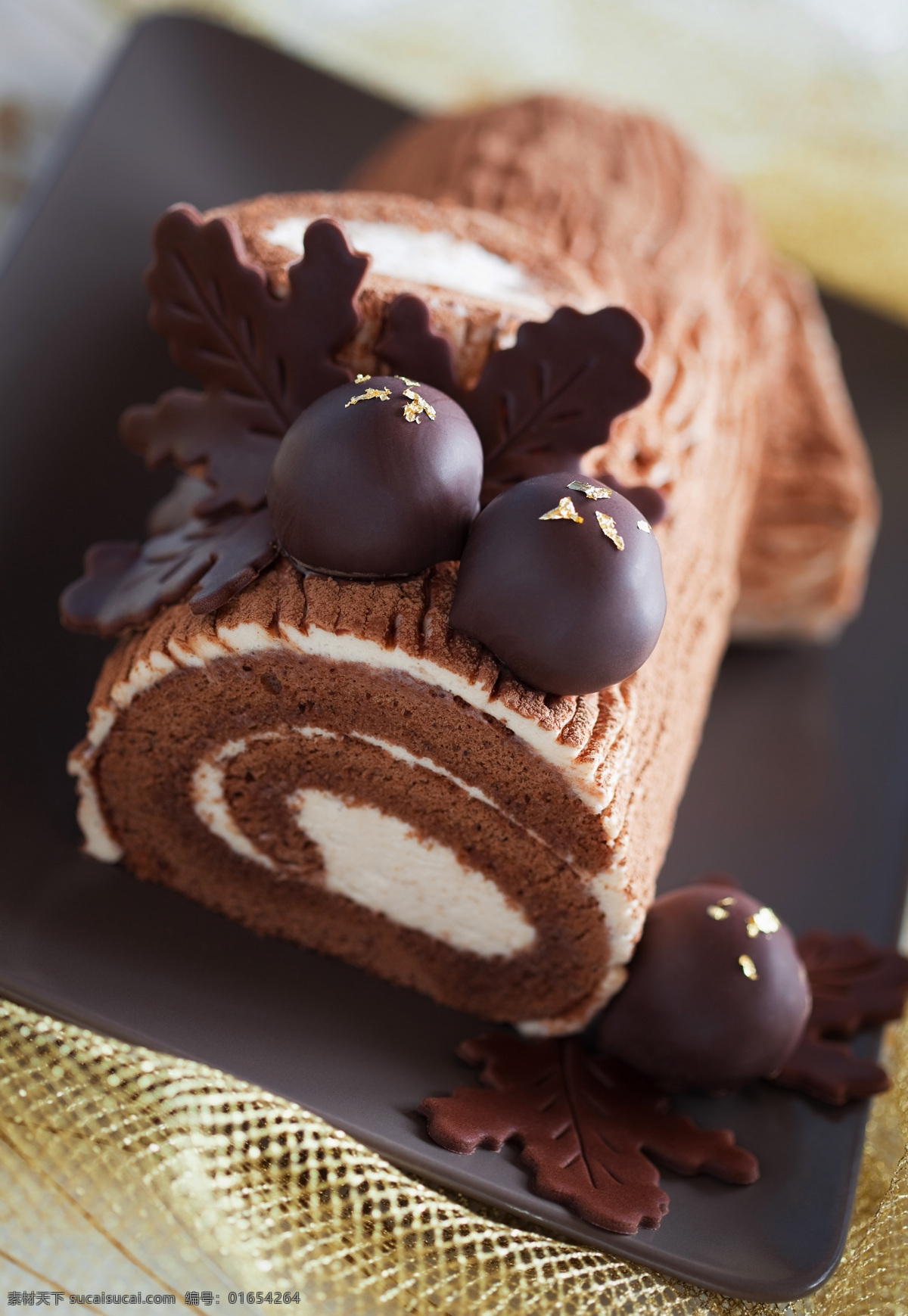 巧克力 树皮 蛋糕 卷 甜点 食品 节日食物 其他类别 餐饮美食 黑色