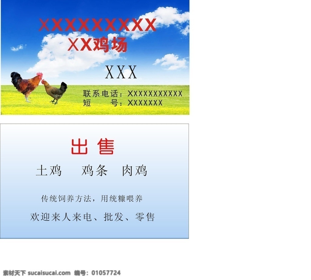 养鸡场名片 养鸡场 名片 土鸡 出售 肉鸡 名片卡片 矢量