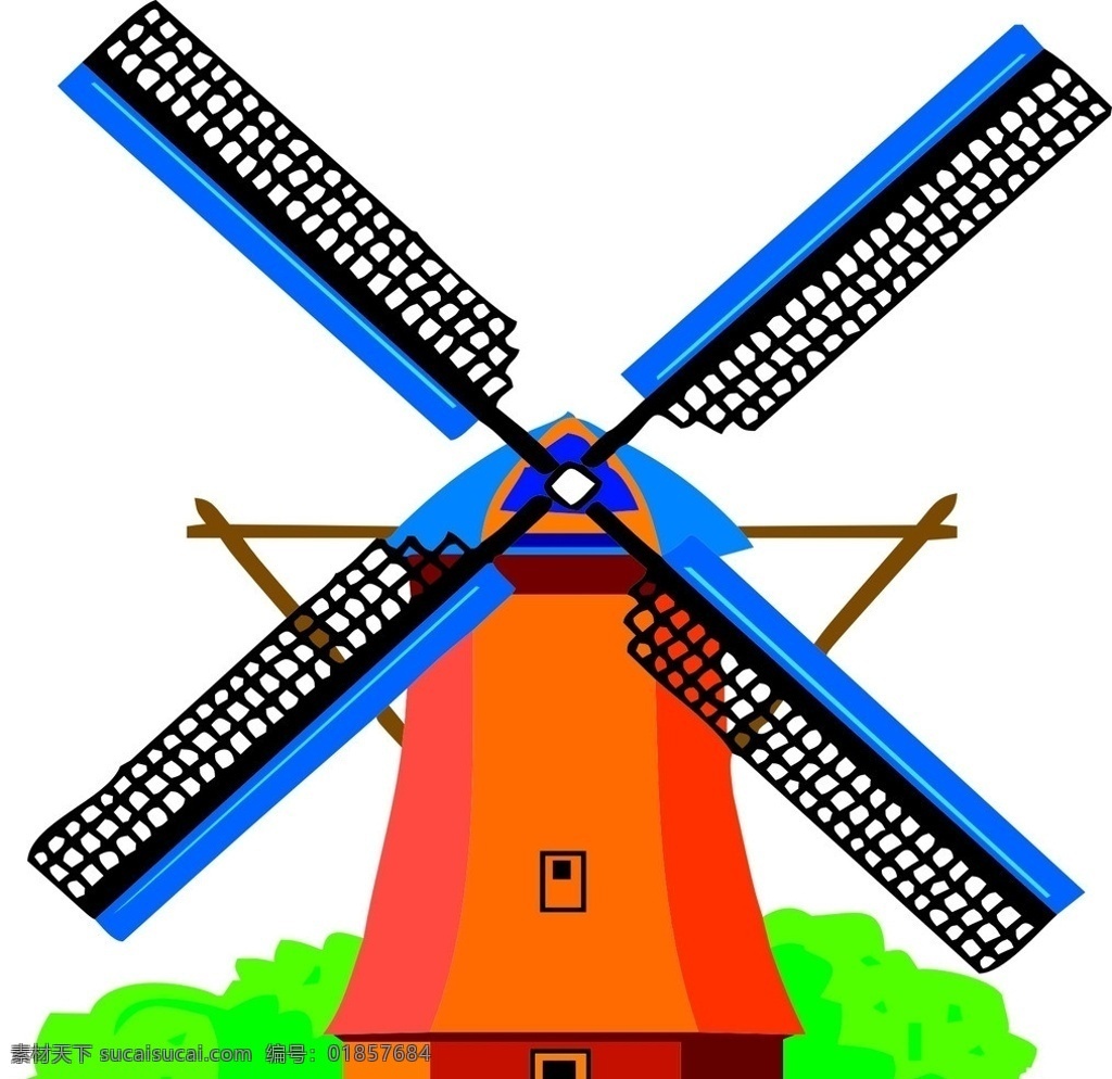 荷兰 风车 风情 矢量 风车转 建筑景观 自然景观