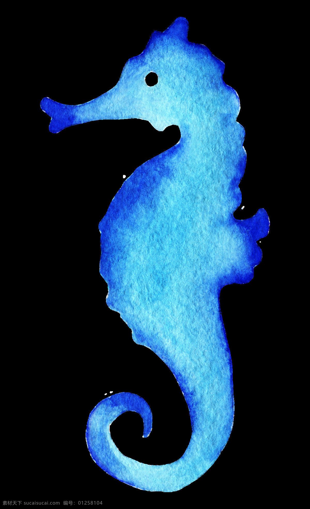手绘 卡通 海马 透明 水彩 渐变 深海 补身 深蓝色 透明素材 免扣素材 装饰图片