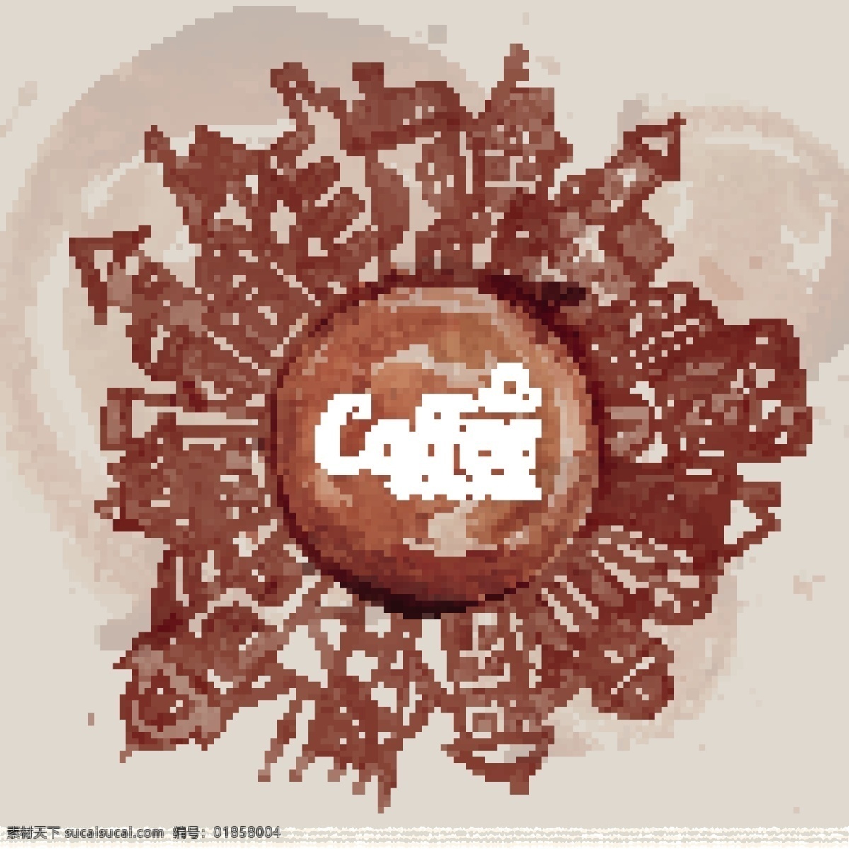 咖啡渍 绘 城市 背景 建筑 咖啡 咖啡屋 旅行 矢量图 海报
