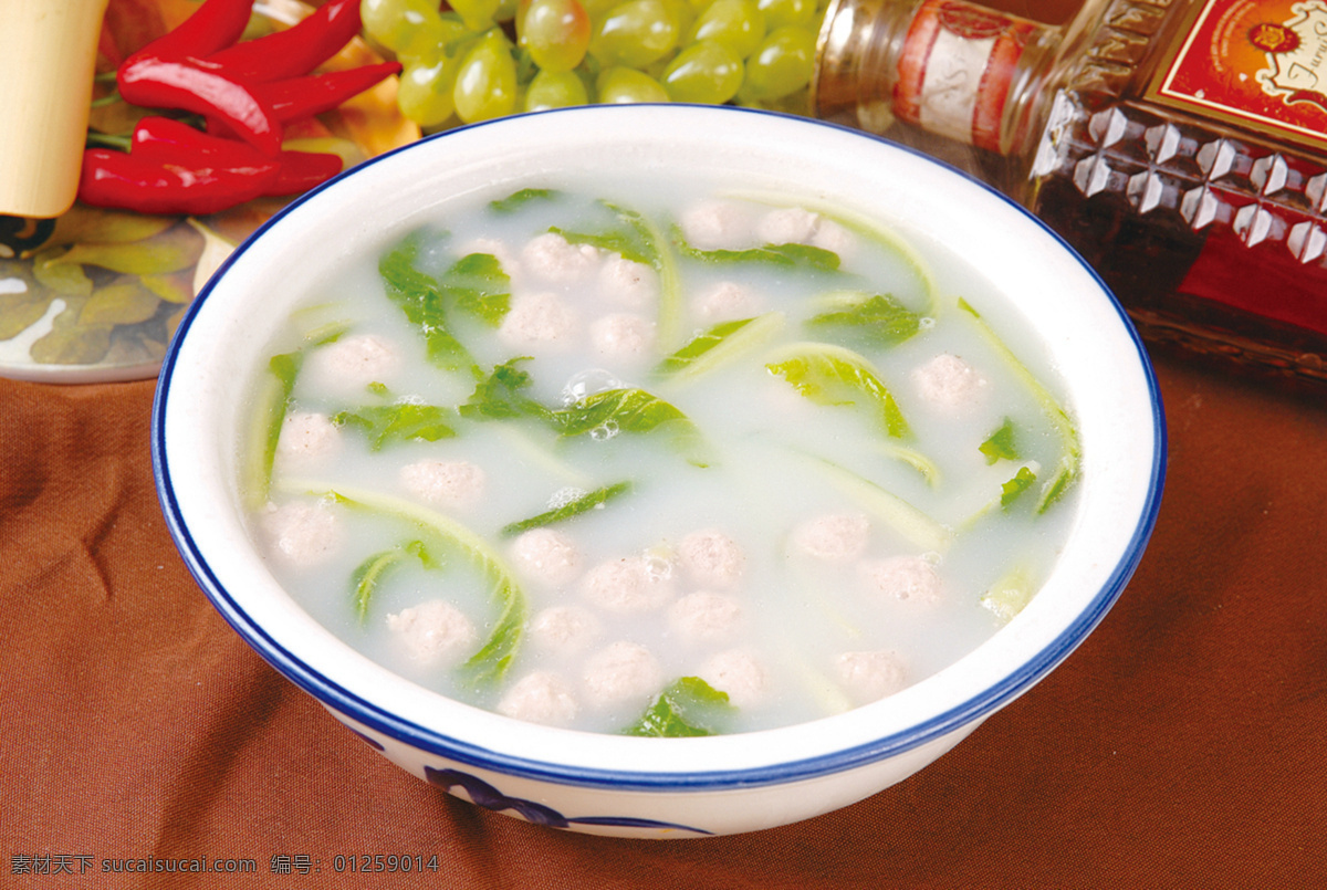 小白菜汆丸子 美食 传统美食 餐饮美食 高清菜谱用图