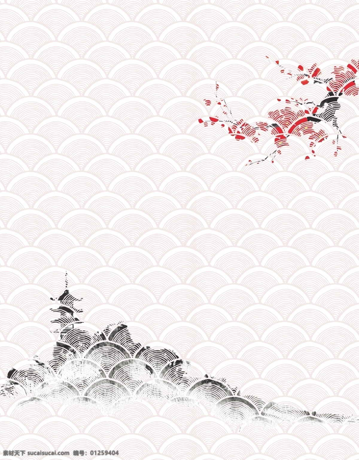 矢量 中国 风 水墨 梅花 背景 海报 山水 手绘 塔 文艺 中国风 中国画