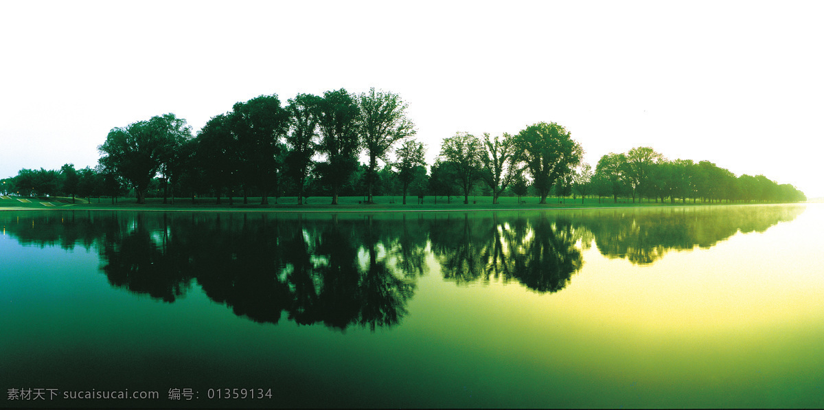 倒影 绿树 湖泊 自然景观 自然风景 摄影图库