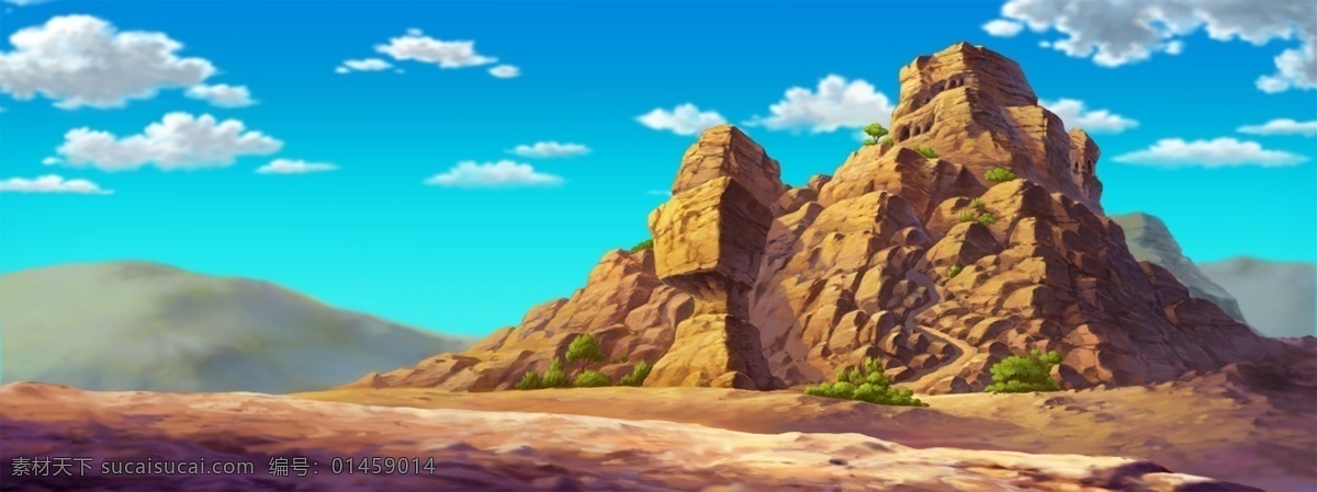 动画背景 山 奇山 动画 背景 怪山 山路 天空 天 云 蓝天 白云 mountain 源文件