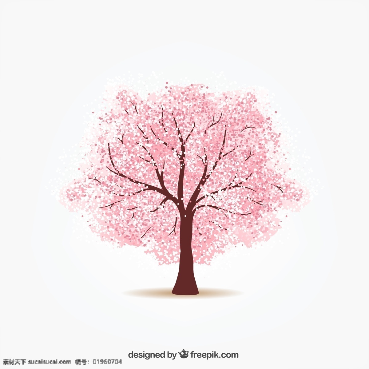 粉色樱花树 设计矢量 春季 樱花 樱花树 矢量图 ai格式 生物世界 树木树叶