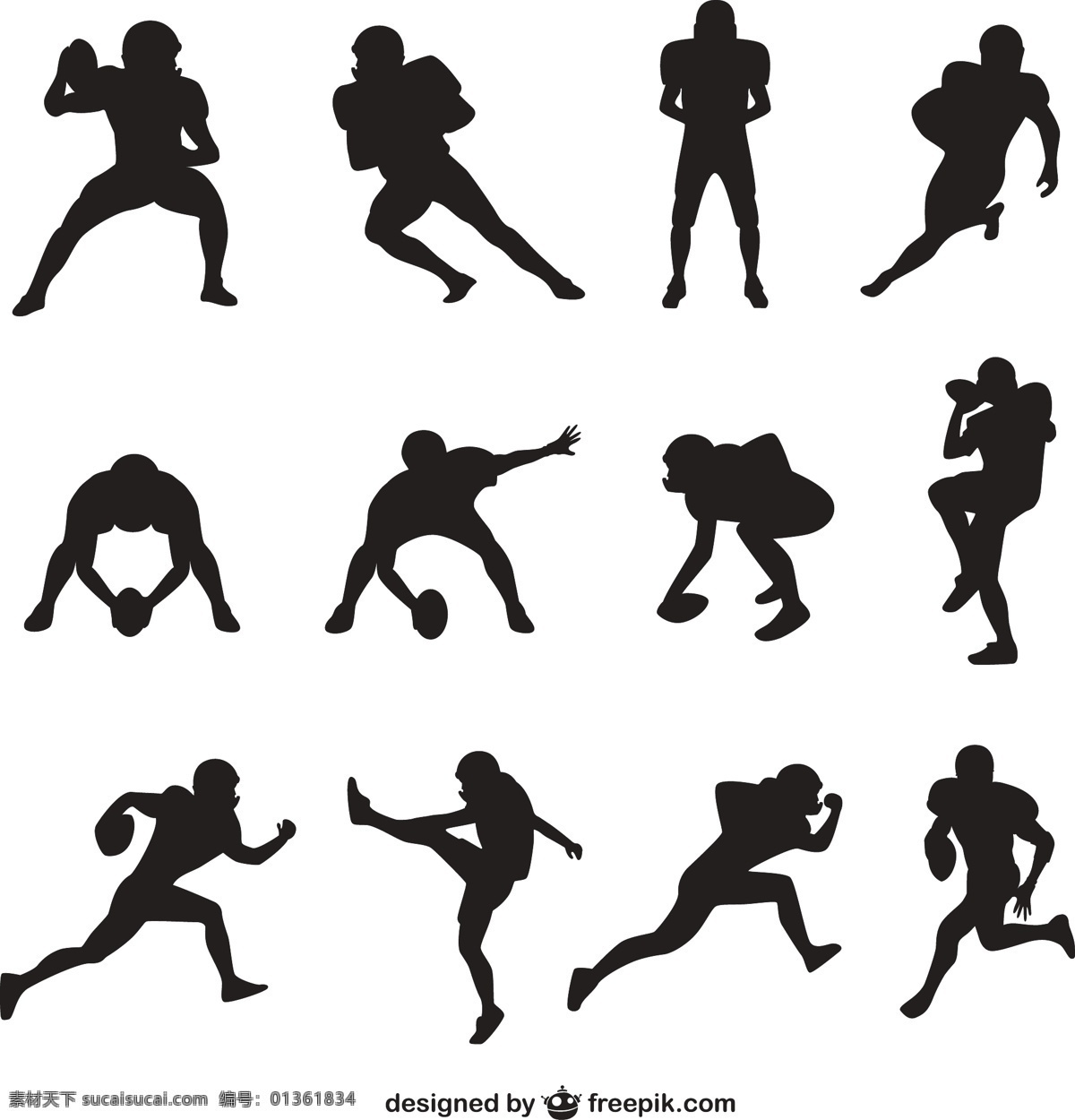 橄榄 球员 剪影 ai格式 人物 矢量图 体育运动 矢量 美式橄榄球 矢量人物
