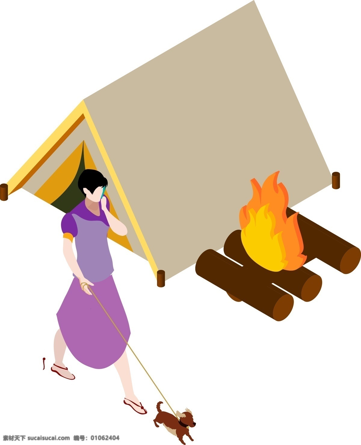 春游 活动 装饰 元素 小狗 滑板 房子 火把