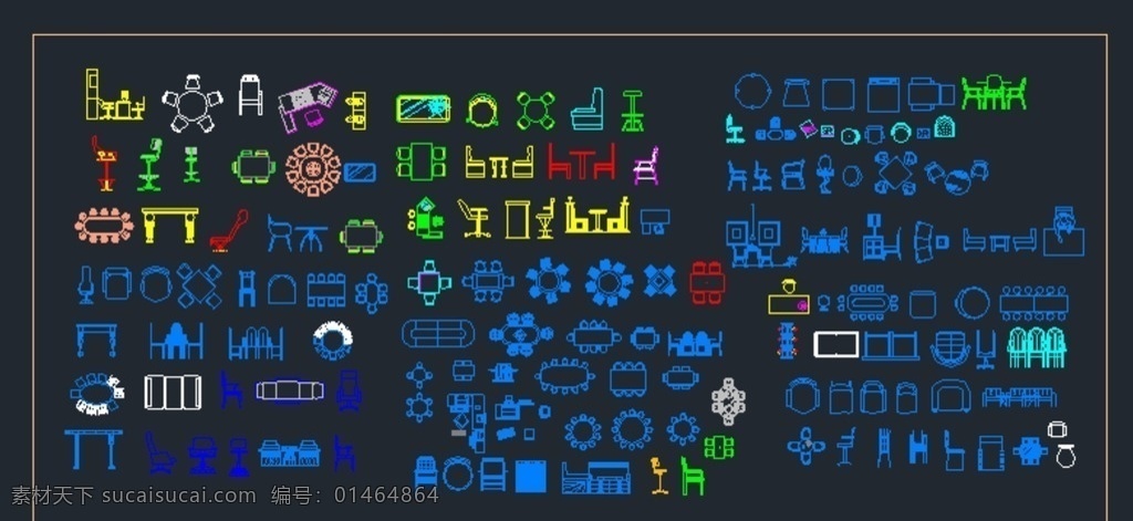 cad 桌椅 cad图库 模板 施工图 家具素材 环境设计 室内设计 dwg