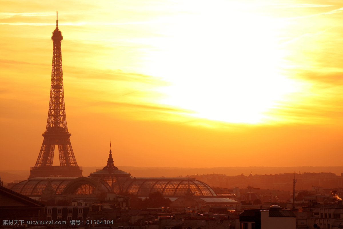 黄昏 时分 艾菲尔铁塔 法国 巴黎 著名建筑 风景名胜 风景图片