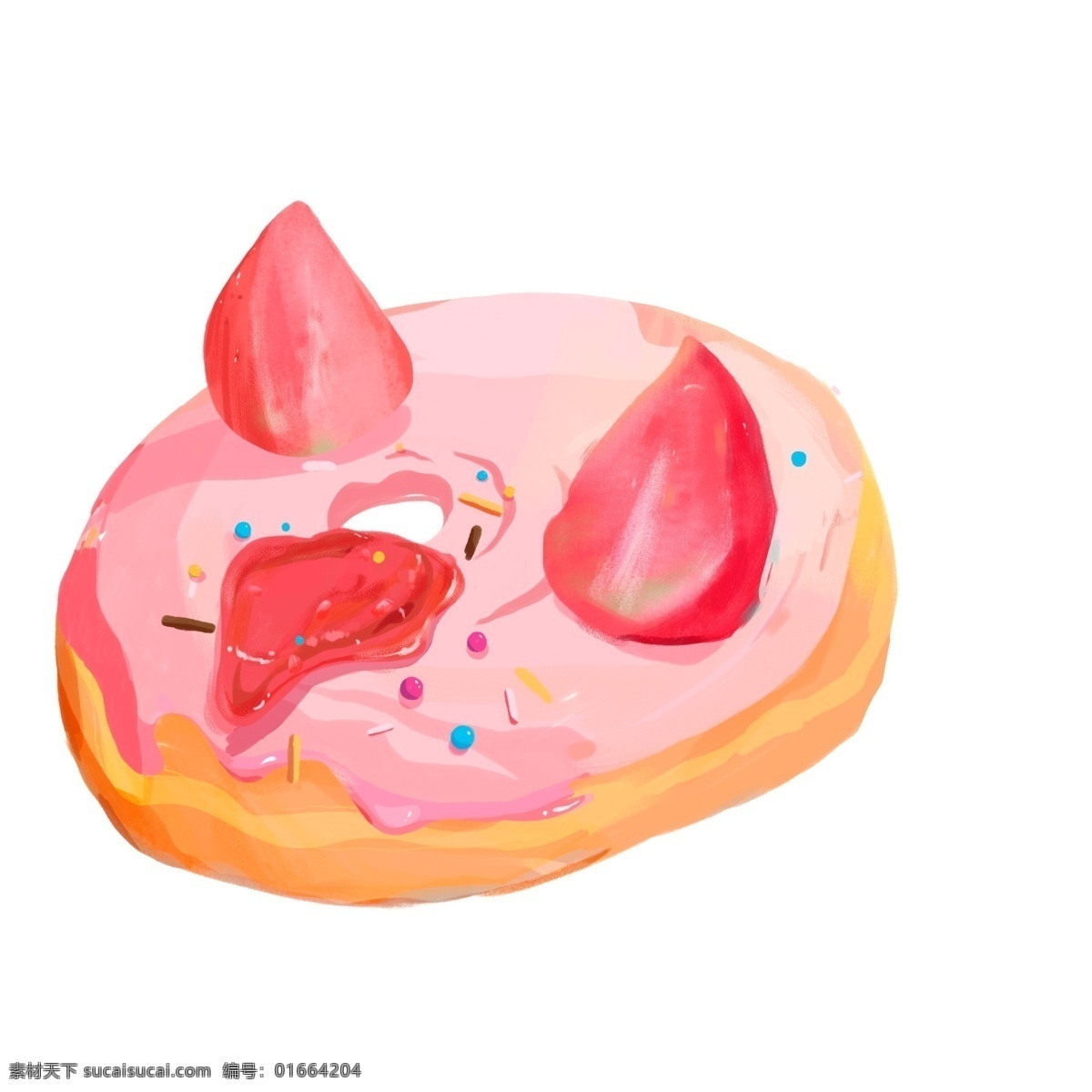粉色 甜美 甜甜 圈 美食 元素 卡通 甜食 甜甜圈 甜点 插画