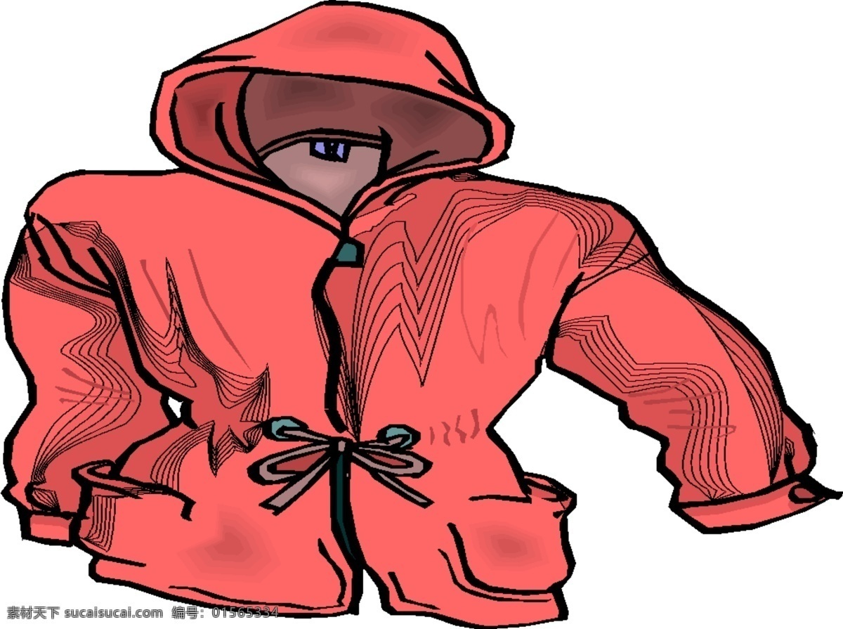 带帽 上衣 服装服饰 长袖 红色 帽子 服装设计 服装款式图