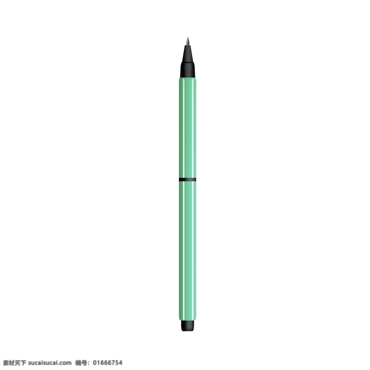 一根 果绿色 黑头 笔 学习用品 绿色的笔杆 黑色的笔头 办公用品 可爱的 签字立体笔 文具用品