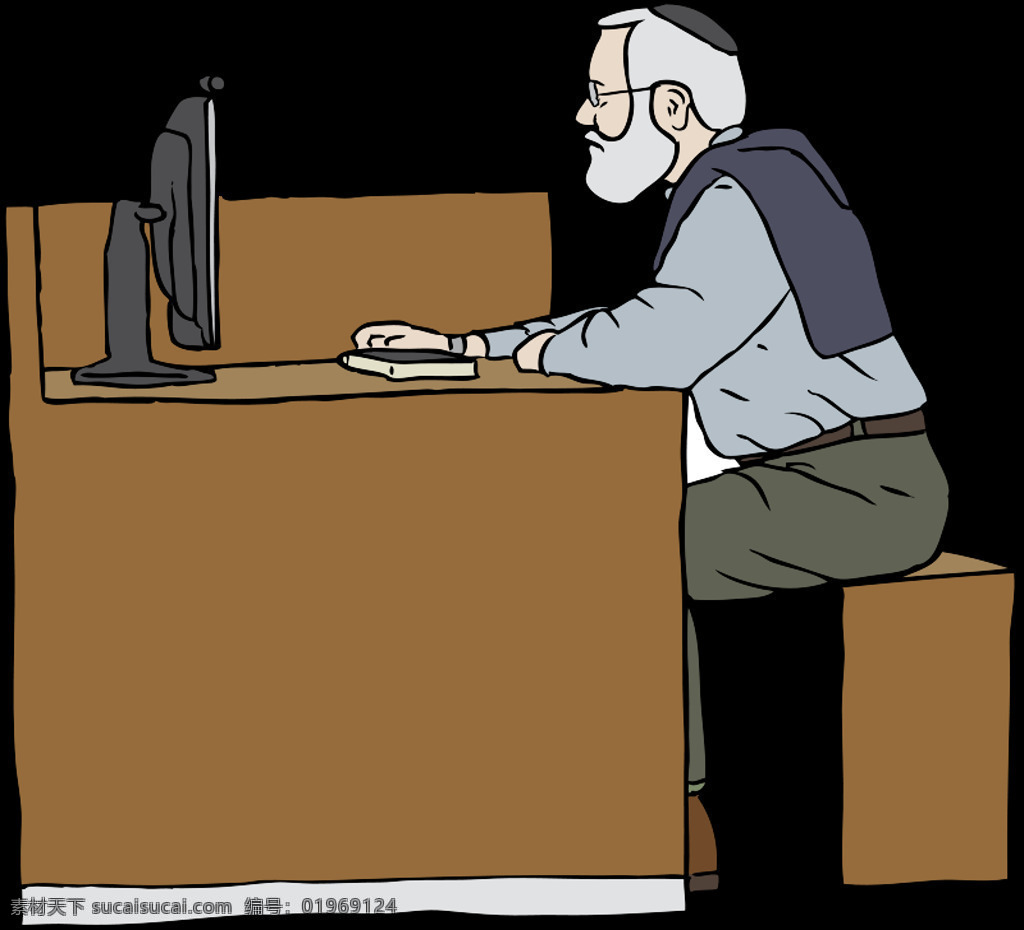 人 电脑 上 工作 高级 计算机 图书馆 犹太人 犹太人的 的人 正统的 插画集