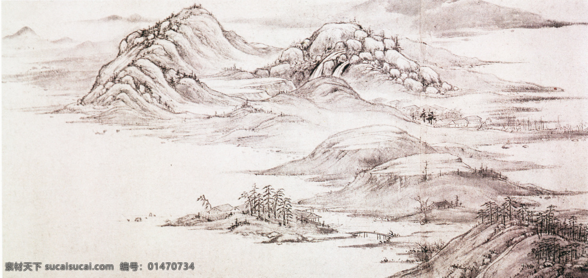 山水 名画 听 寒 响 图 b 国画 山水画 山水名画 中国水墨画 字画 文化艺术