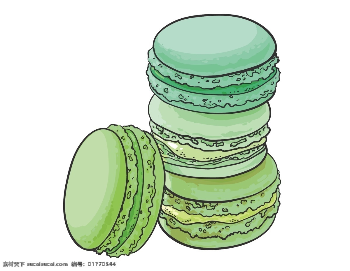 手绘 绿色 夹心 饼干 元素 卡通 ai元素 免扣元素