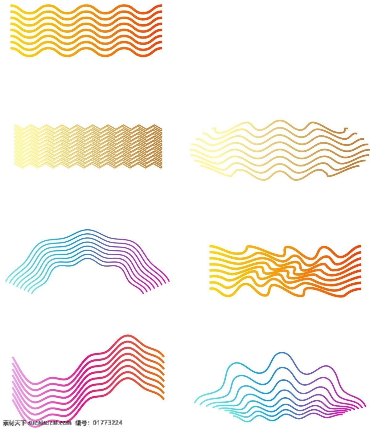 多彩 渐变 线条 海浪 底纹 集合 海浪底纹 装饰图案