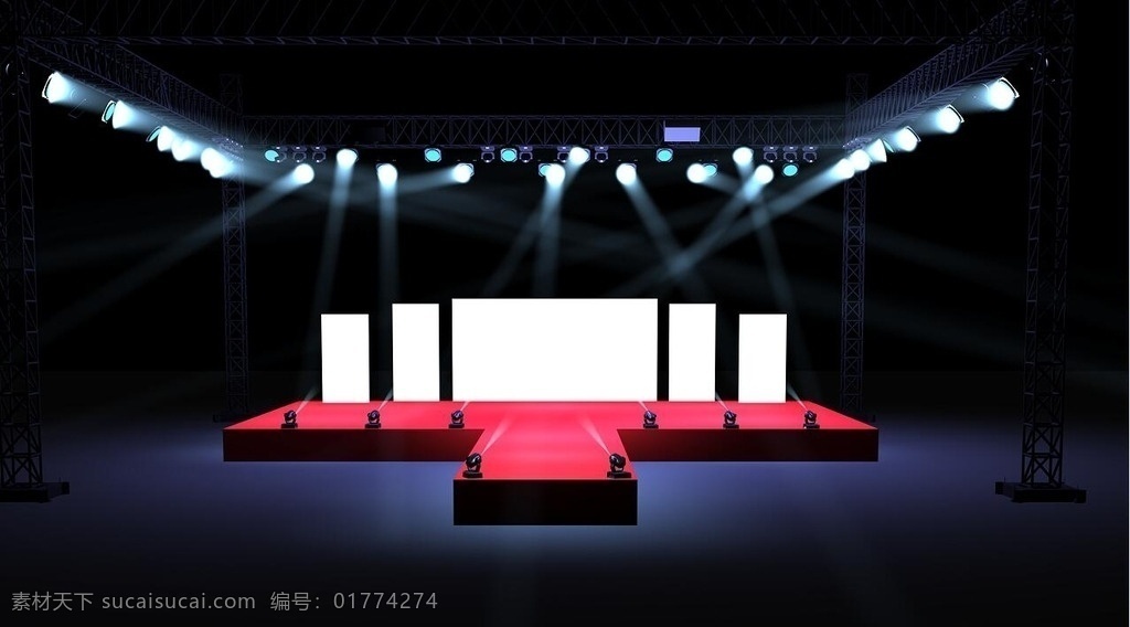 常规舞美 舞美 t字台 常规舞台 红色舞台 灯光舞台 3d设计 max