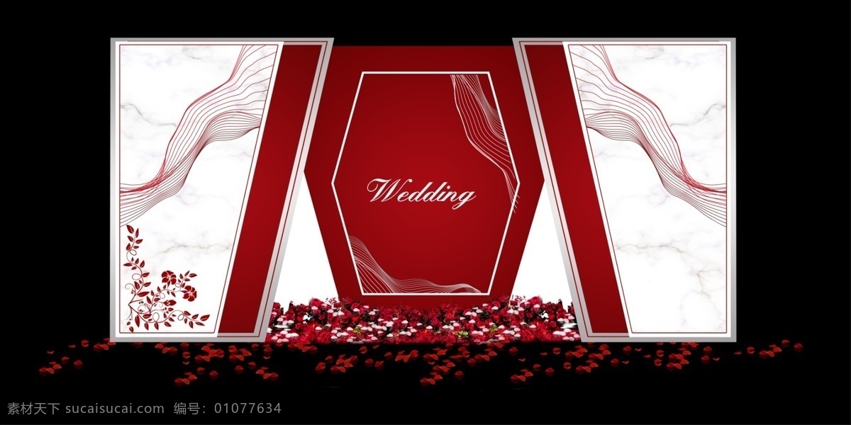 婚礼 红色 迎宾 线条 wedding